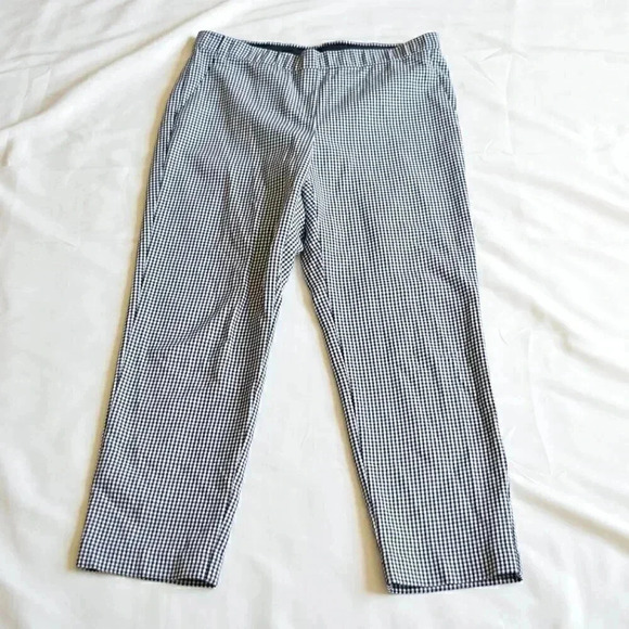 J. JILL Straight Leg Pants with Checkered Pattern In Black & White Size 10P - Picture 1 of 4